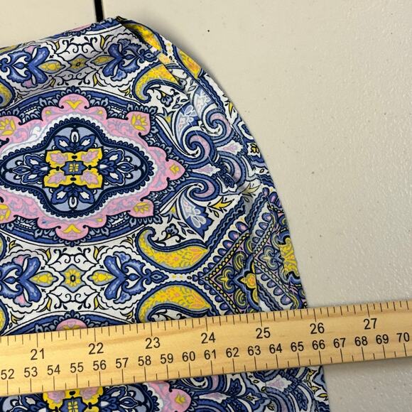 Talbots Women XL Petite Artsy Medallion Print Light Cotton Roll Tab Sleeve Shirt - Picture 6 of 9